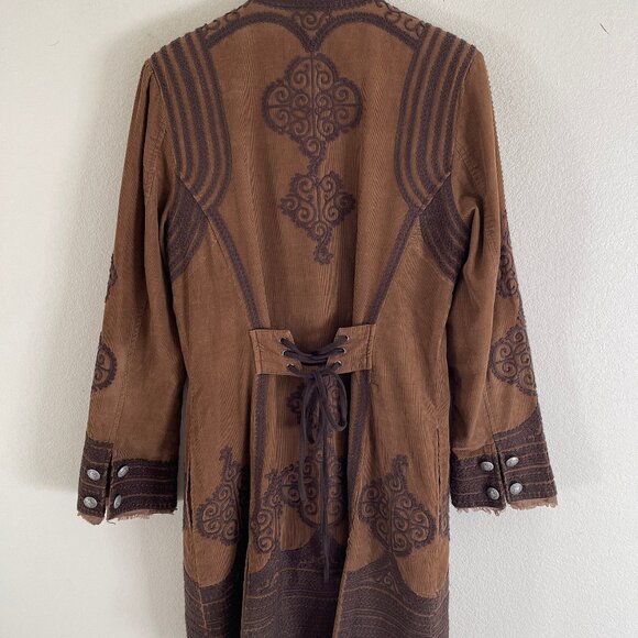 DOUBLE D RANCH Thin Wale Corduroy Duster/Jacket: Conchos & Ties; NWOT! SMALL - Picture 4 of 11
